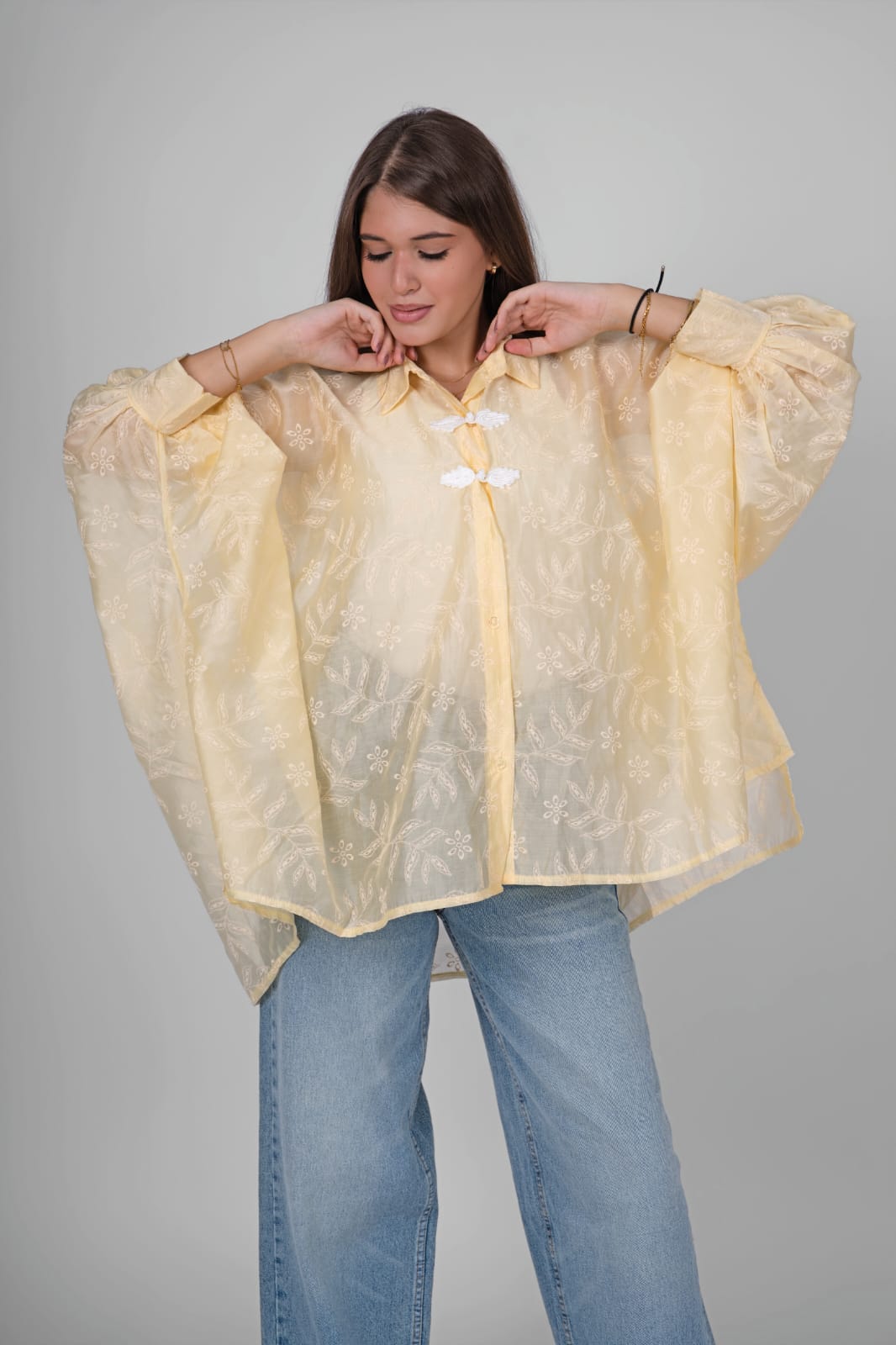 Embroidered Sheer Blouse