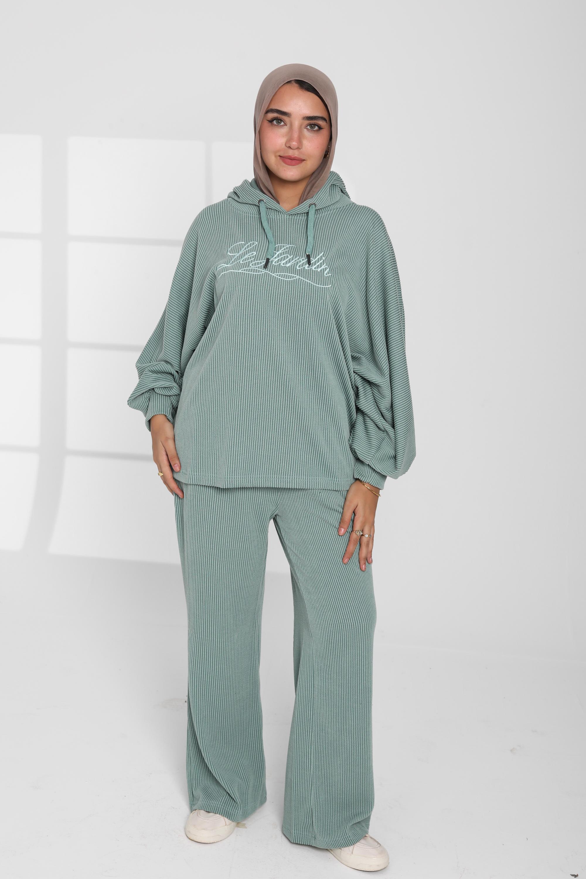 Ribbed Oversized Hoodie Set