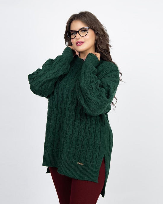 سترة كبيرة الحجم محبوكة بالكابل