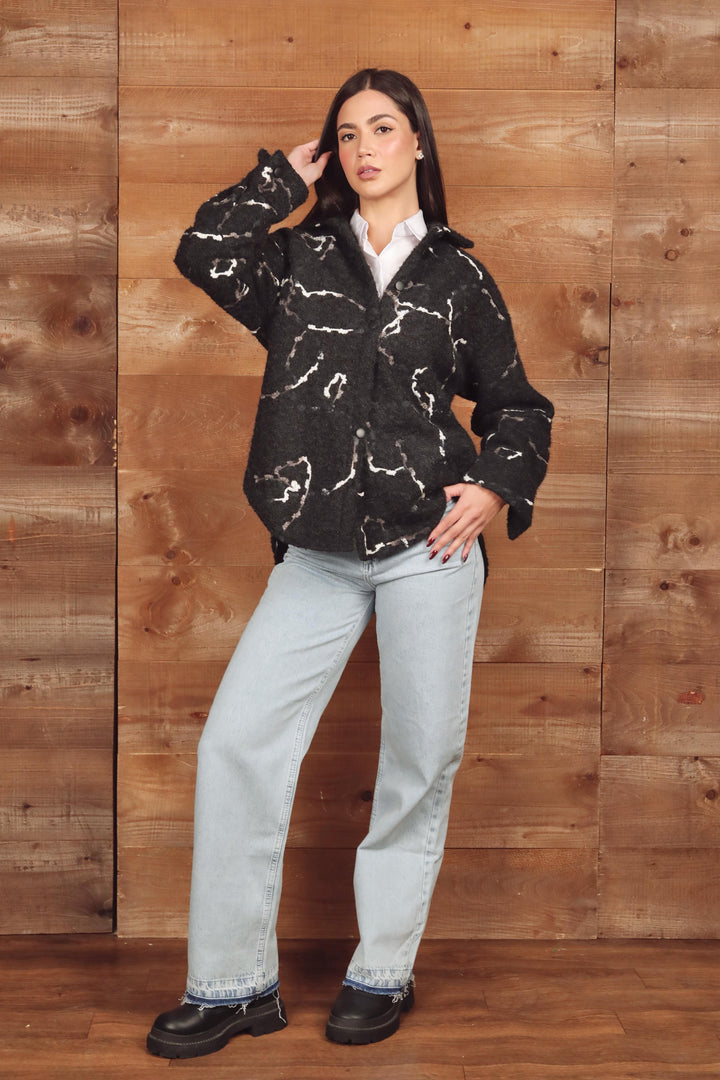 Untitled Marble Textured Button-Up Jacket