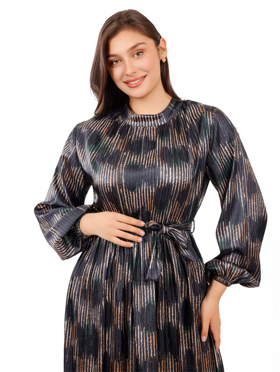 Pleated Pattern Maxi Dress