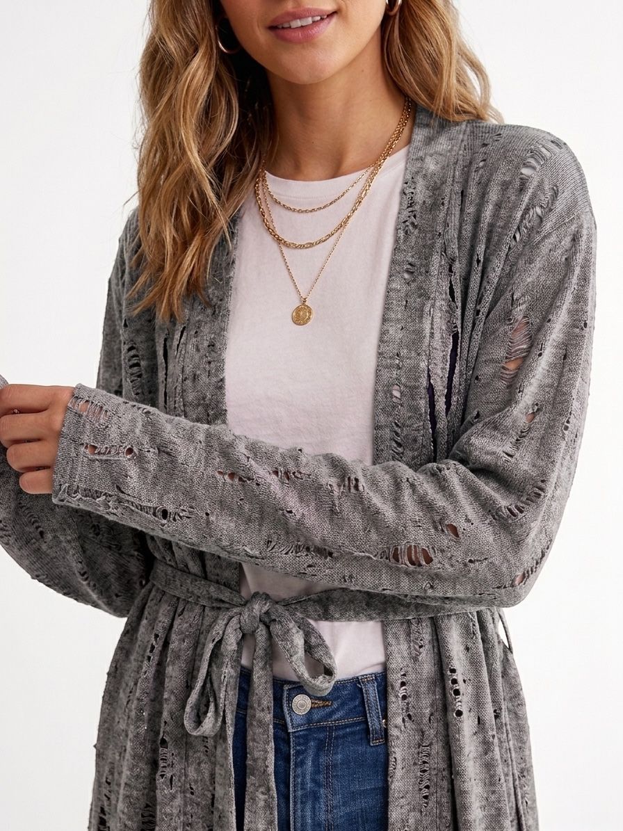 Long Open Front Cardigan