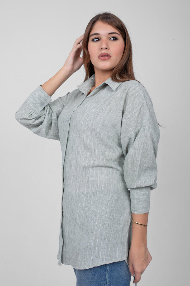 Shiny stripe details for a standout linen shirt