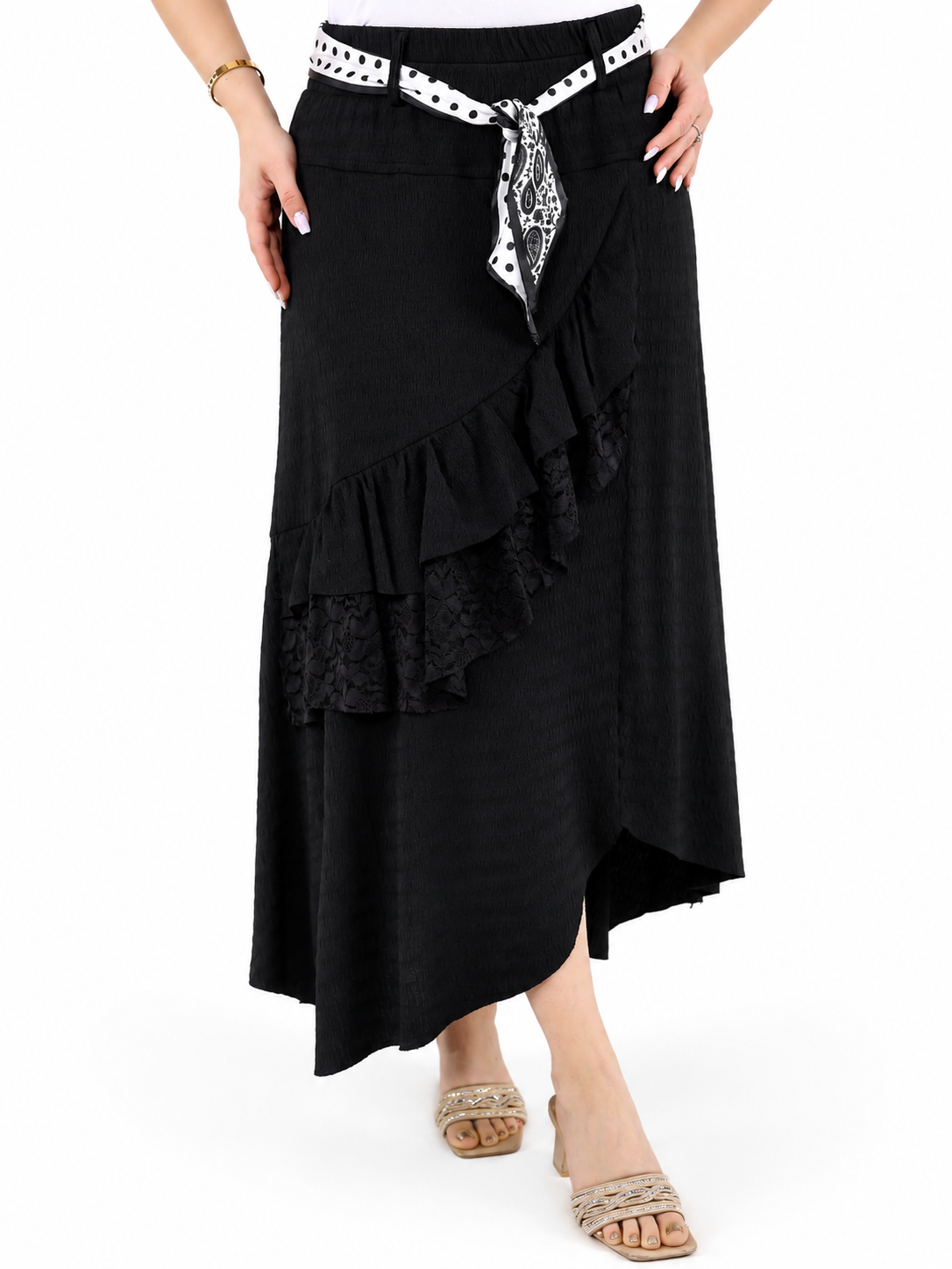 Lace Detail Wrap Skirt