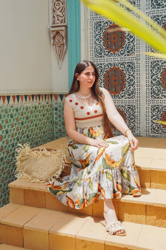 Leaf Print Home Maxi Dress