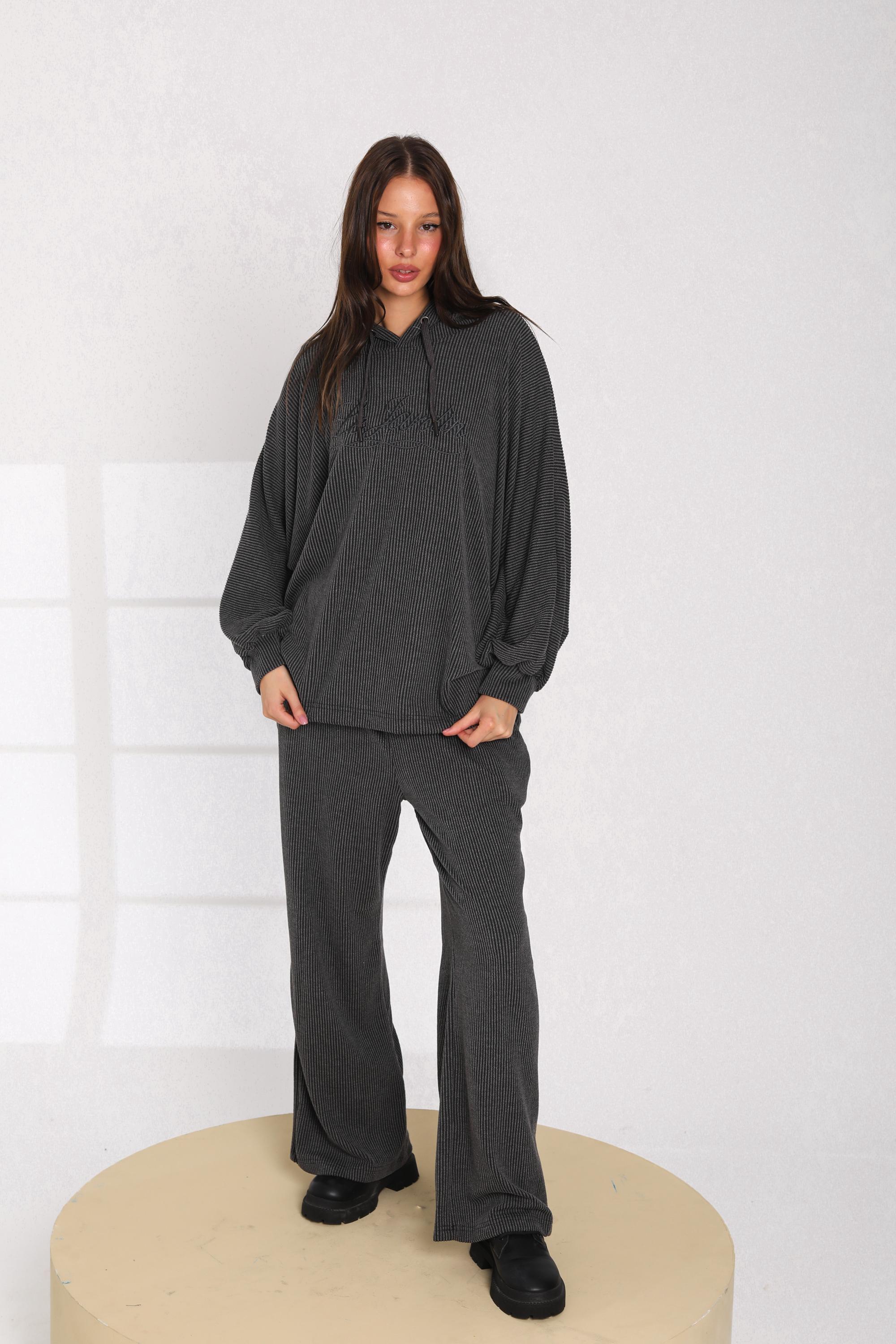 Ribbed Oversized Hoodie Set