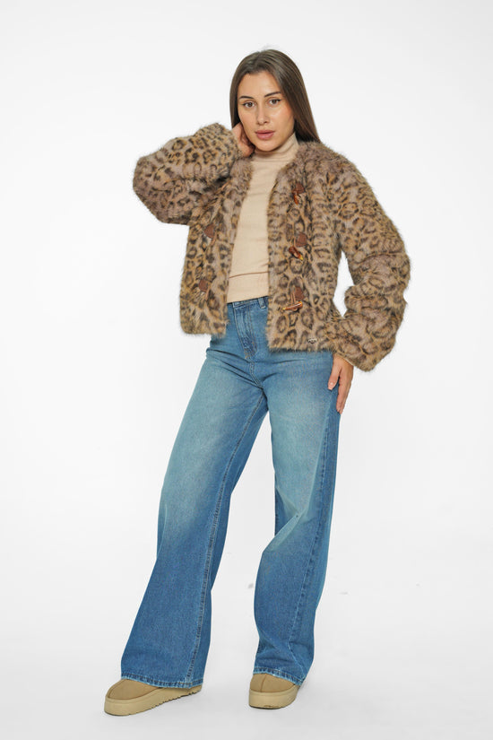Leopard Faux Fur Toggle Jacket