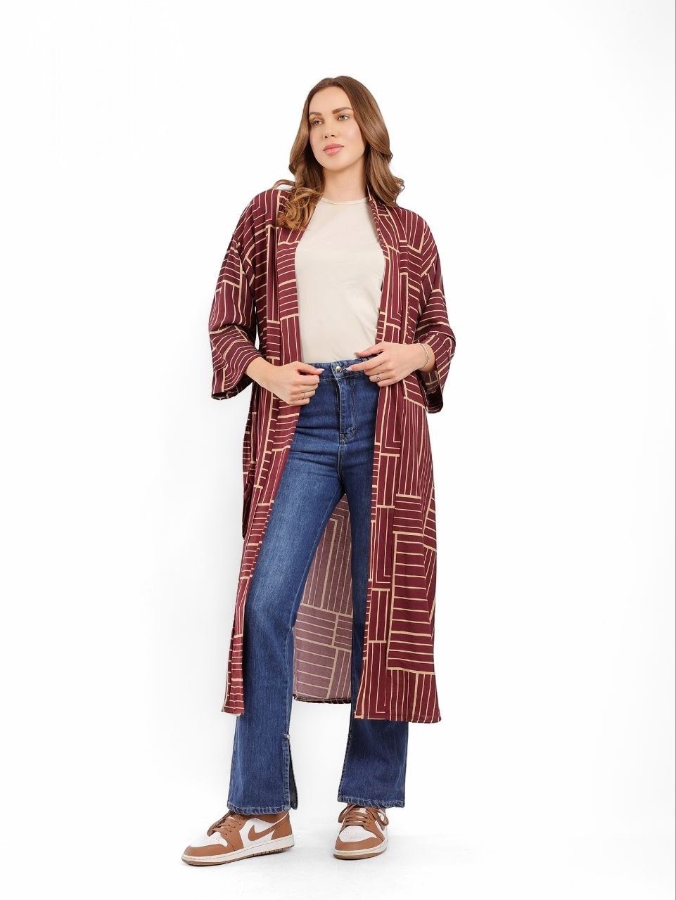 Patterned Long Kimono