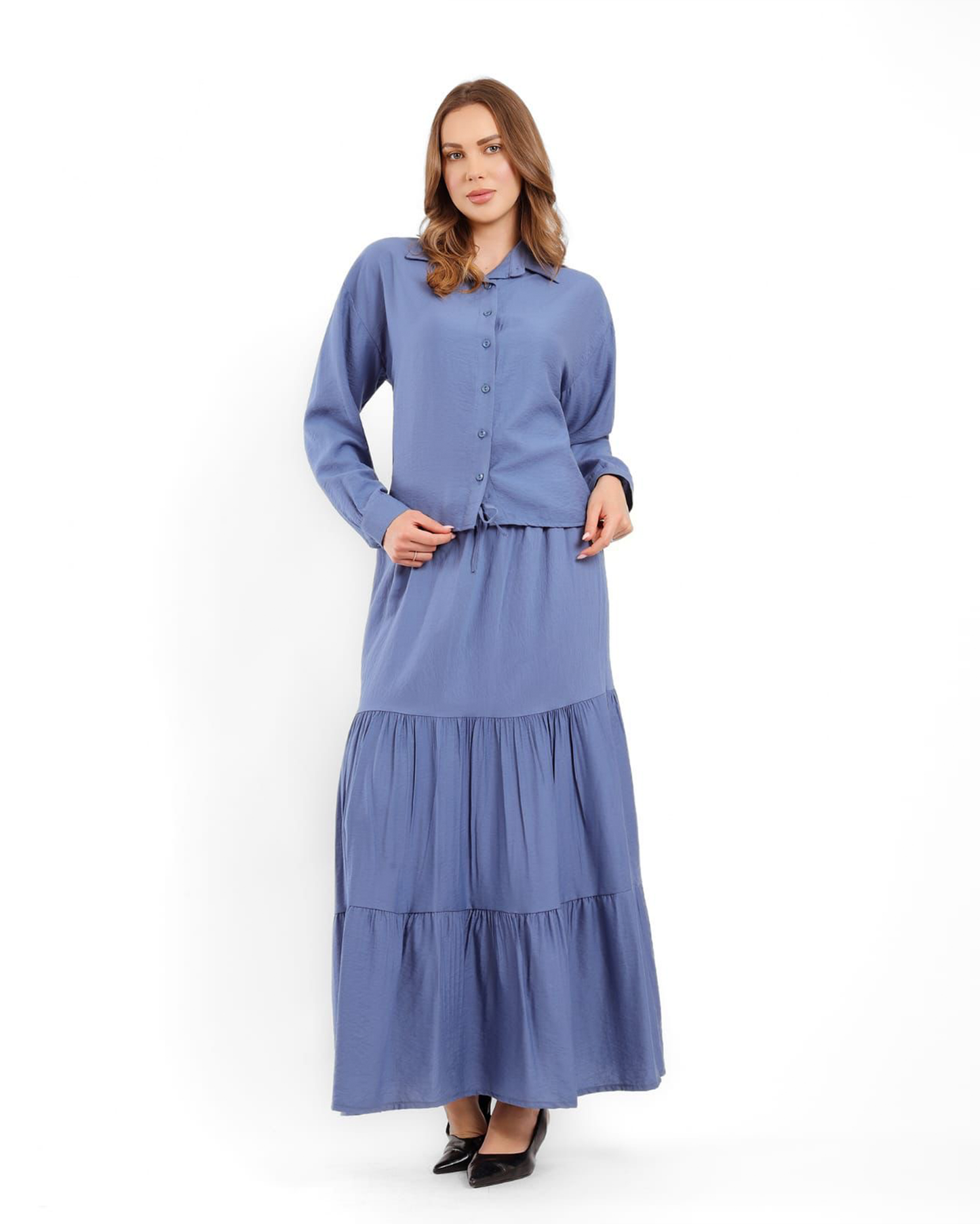 Buttoned Top & Maxi Skirt Set