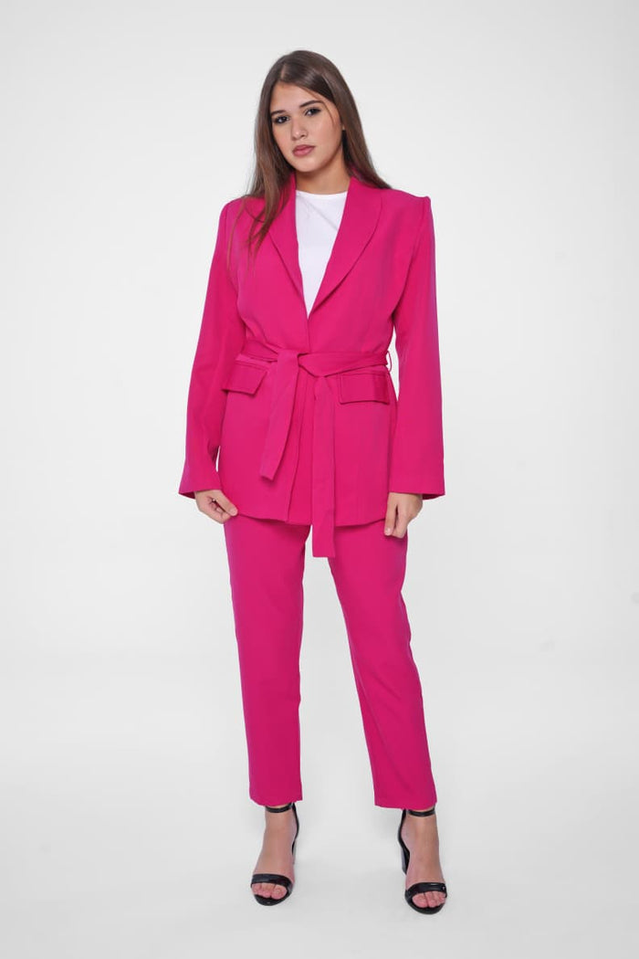 Redefine smart style with our plain blazer with belt