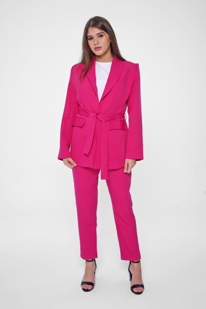 Redefine smart style with our plain blazer with belt