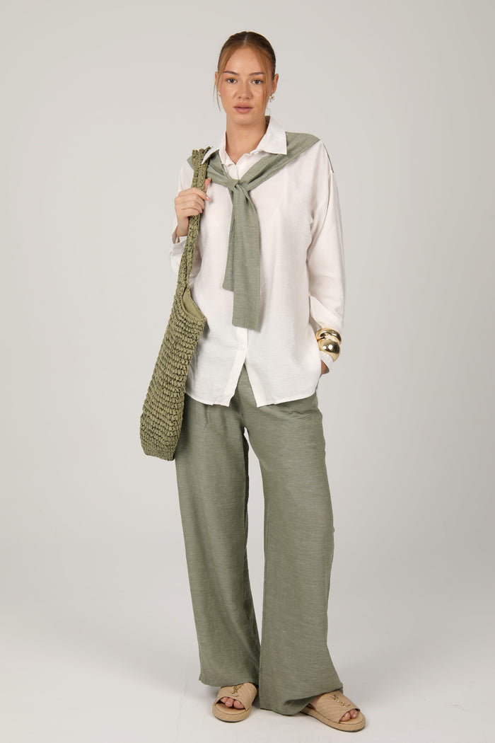 Casual suit with white shirt, and pants