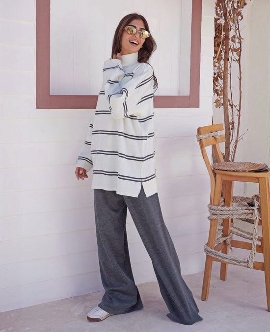 Oversized Striped Turtleneck Sweater