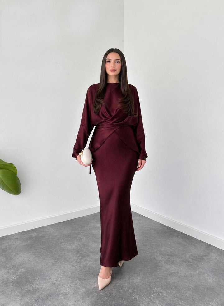 Satin Wrap Suit Set