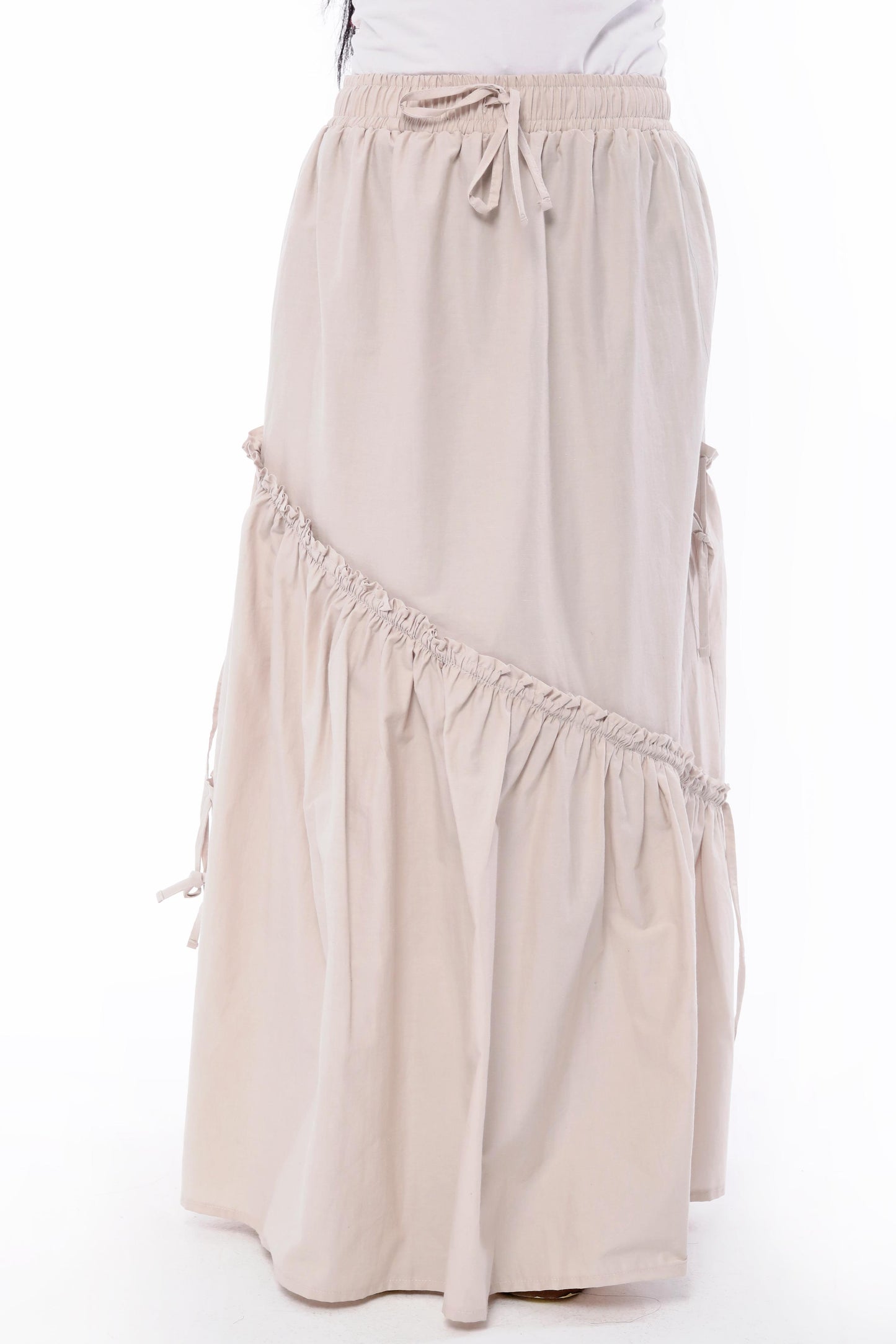 Asymmetric Ruffle Maxi Skirt