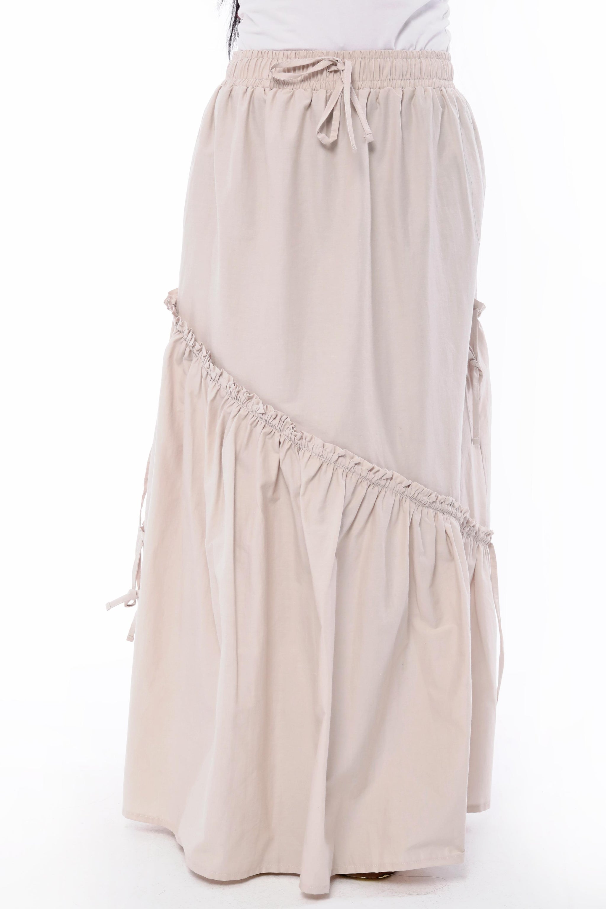 Asymmetric Ruffle Maxi Skirt