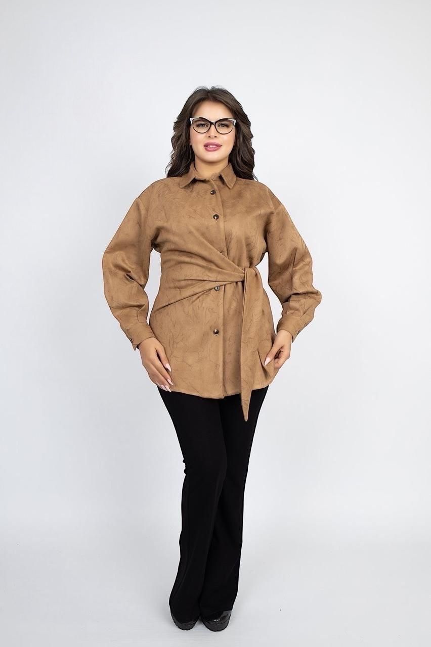 Button-Up Shirt with Waist Belt