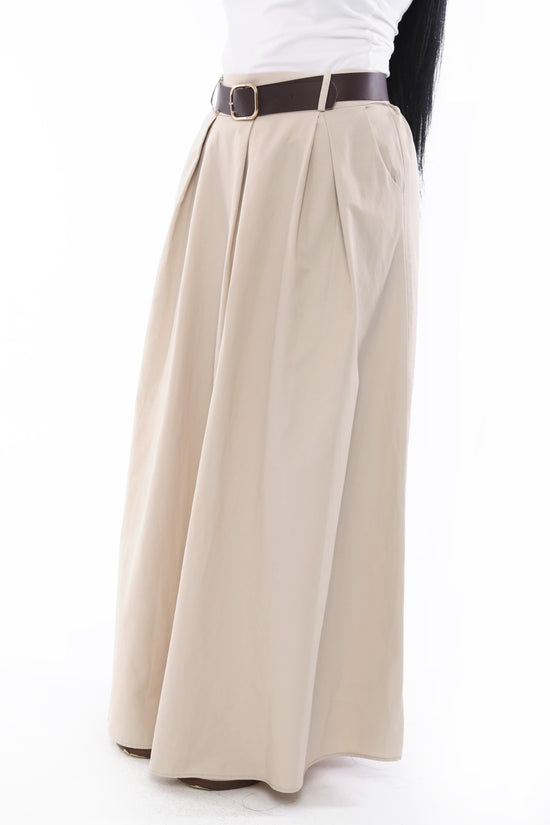 High-Waist Belted Maxi Skirt