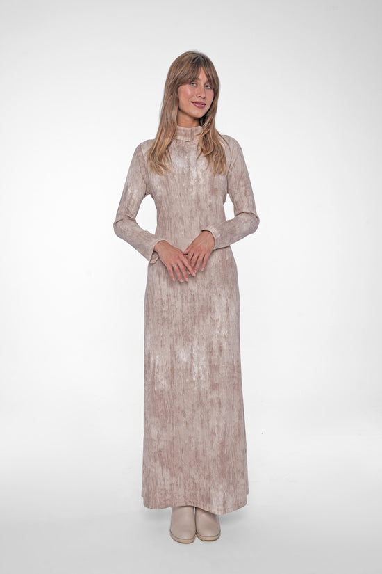 Metallic High-Neck Maxi Dress