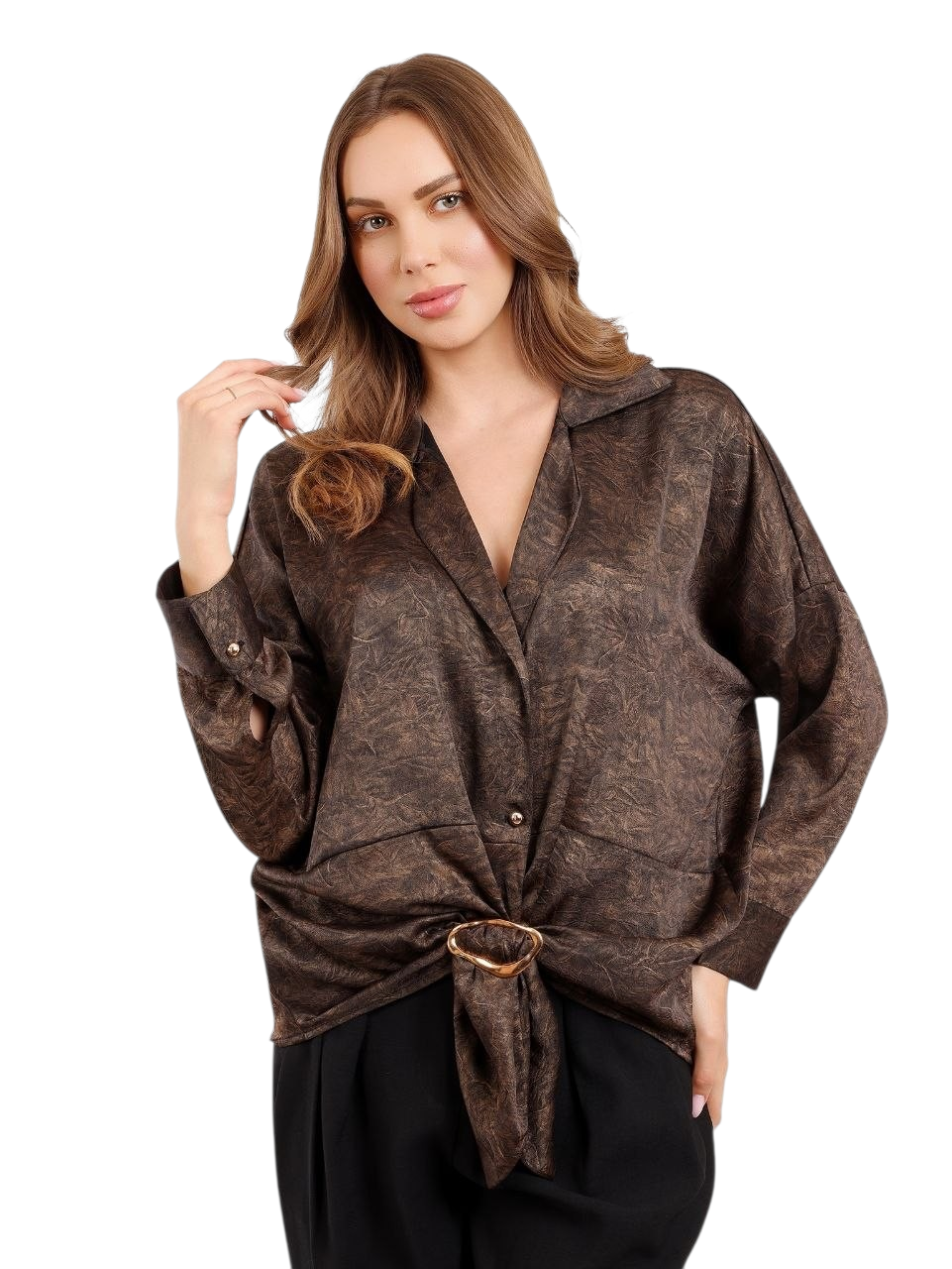 Textured Buckle Blouse