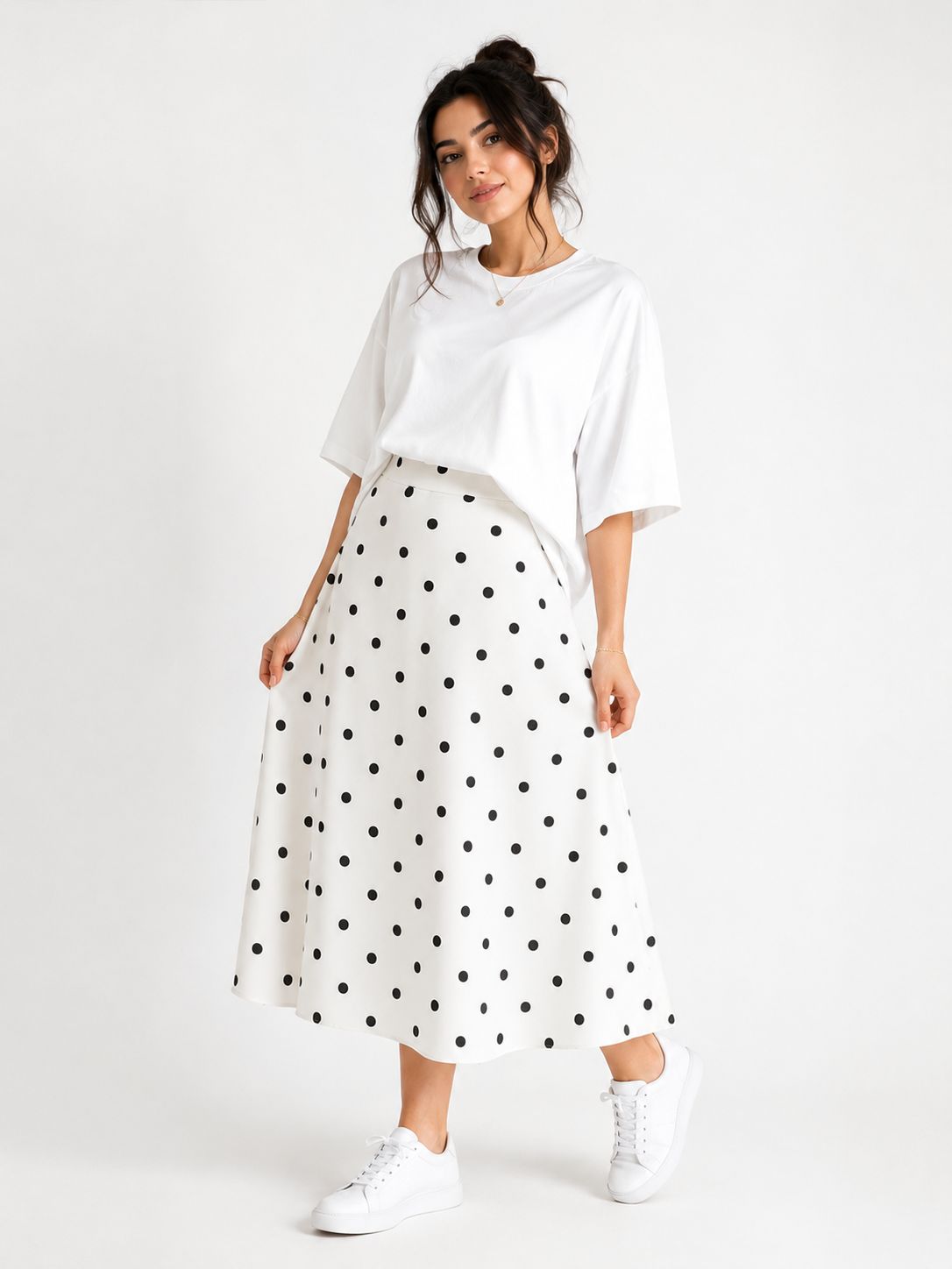 Polka Dot Midi Skirt Set