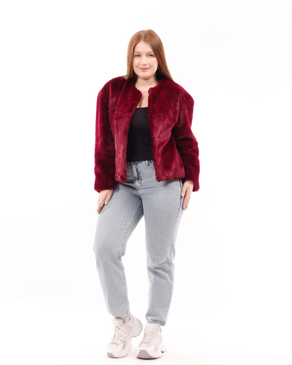 Crimson Faux Fur Winter Jacket