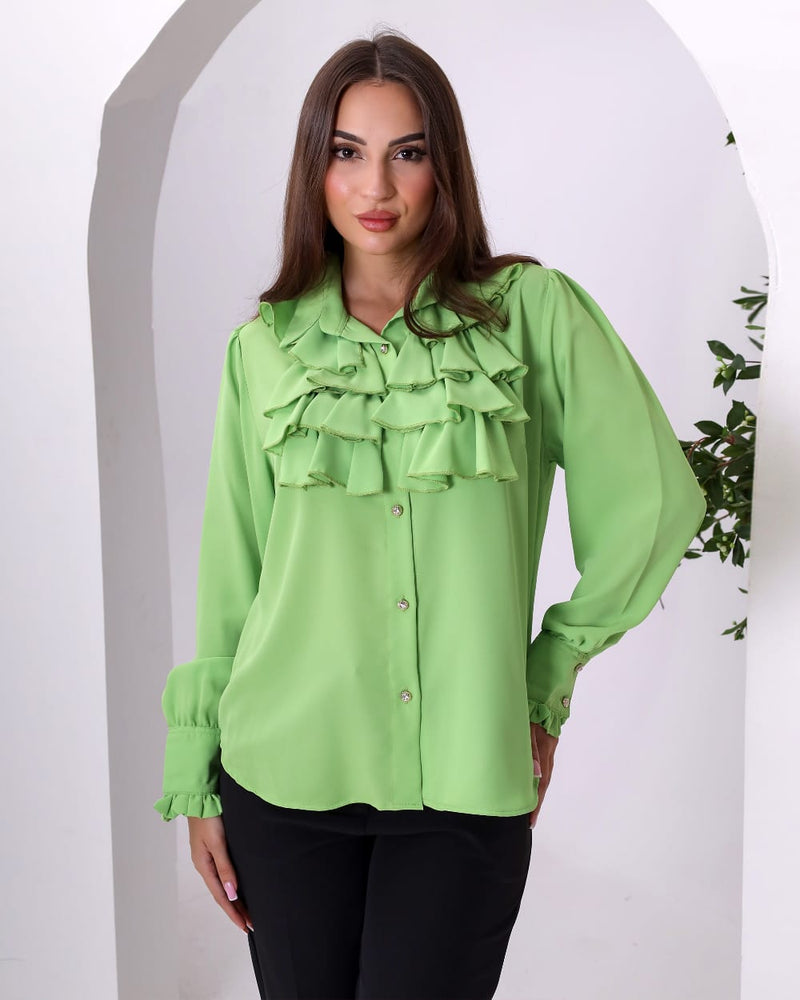 Plain ruffle blouse for a feminine chic touch