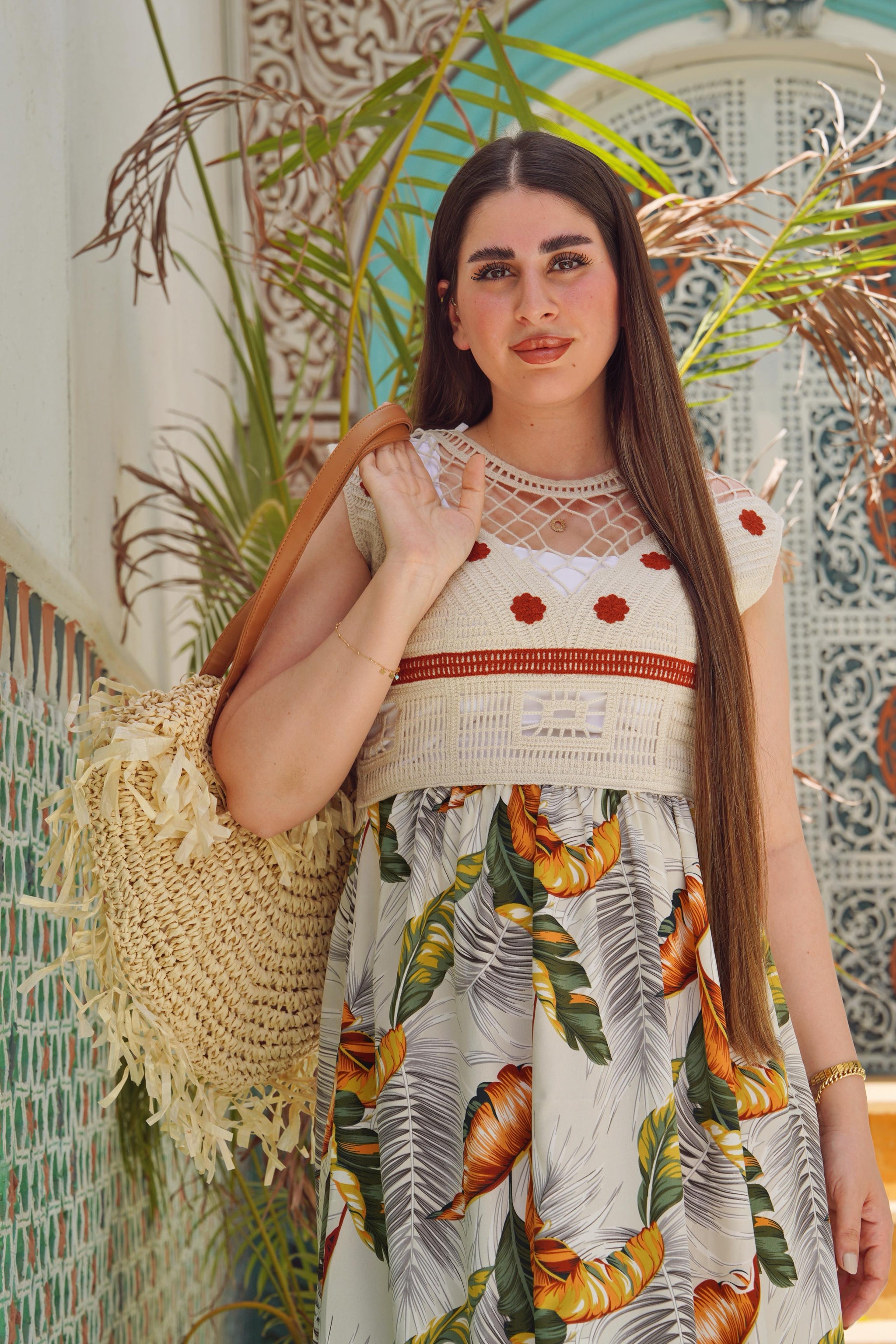 Leaf Print Home Maxi Dress