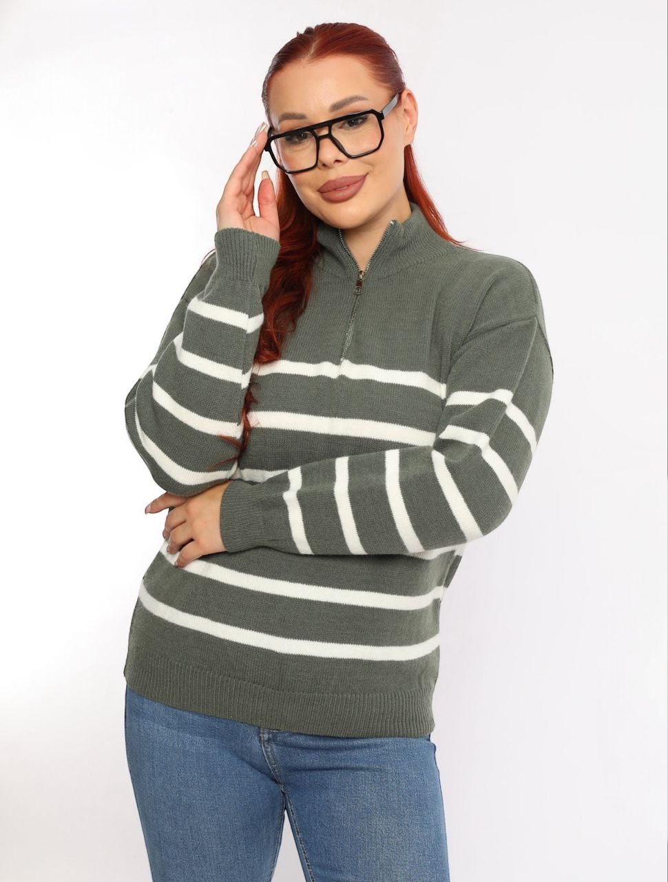 Striped Zip Knit Sweater