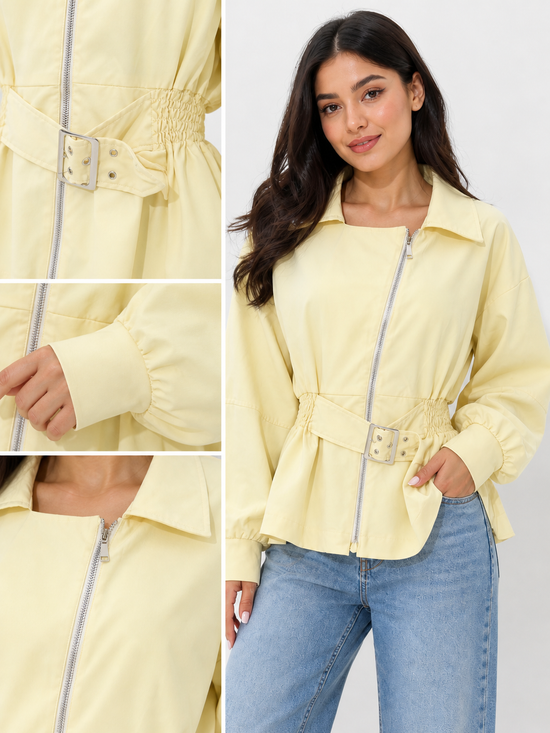 Zip Front Belted Jacket