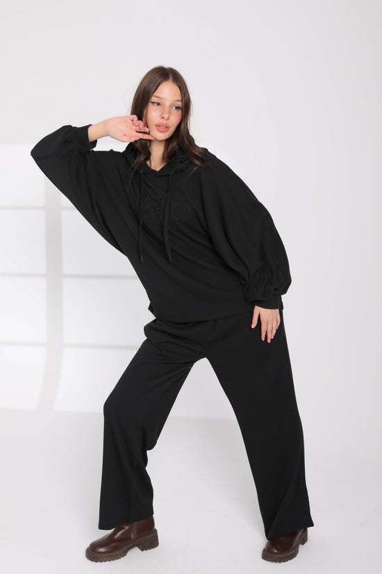 Ribbed Oversized Hoodie Set