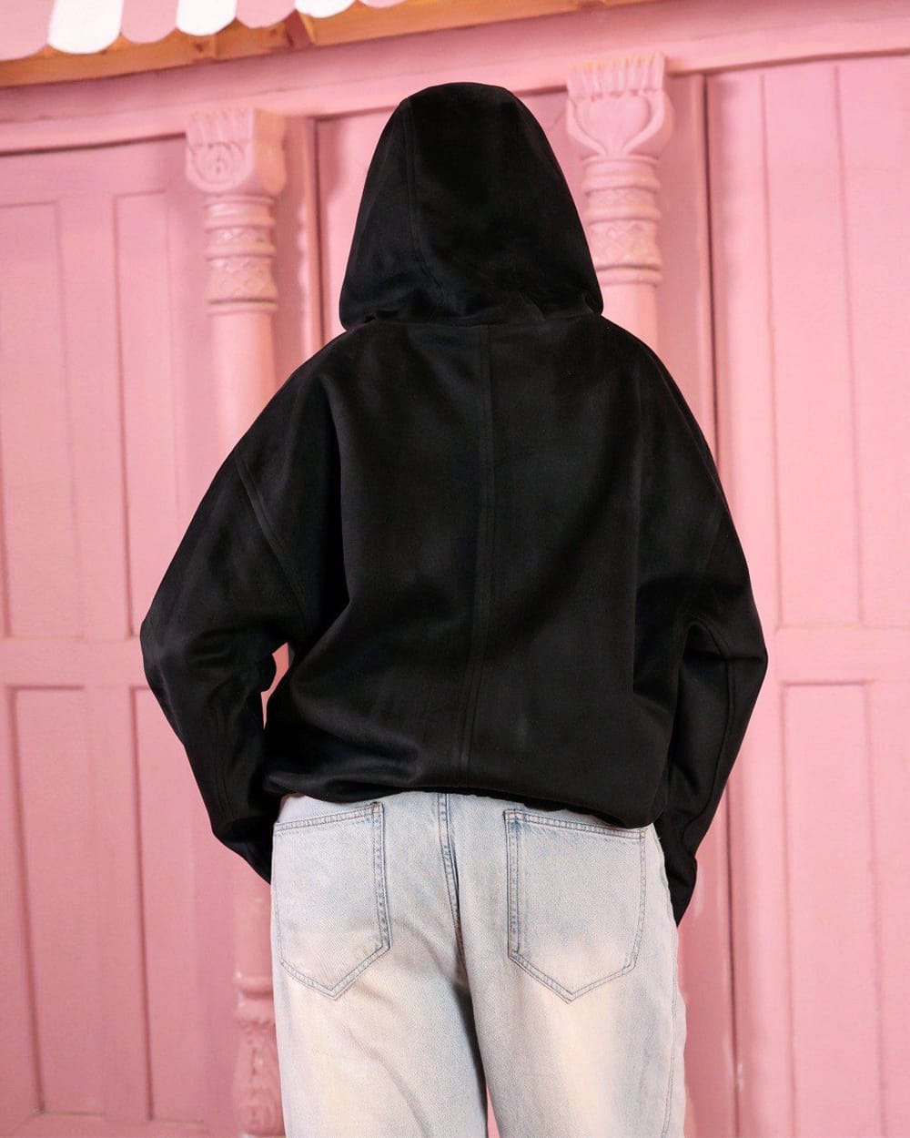 Suede Zip-Up Hoodie