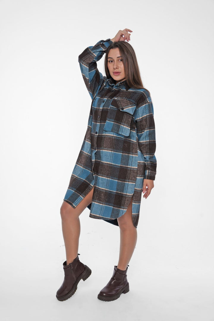 Checked Oversized Shirt Dress