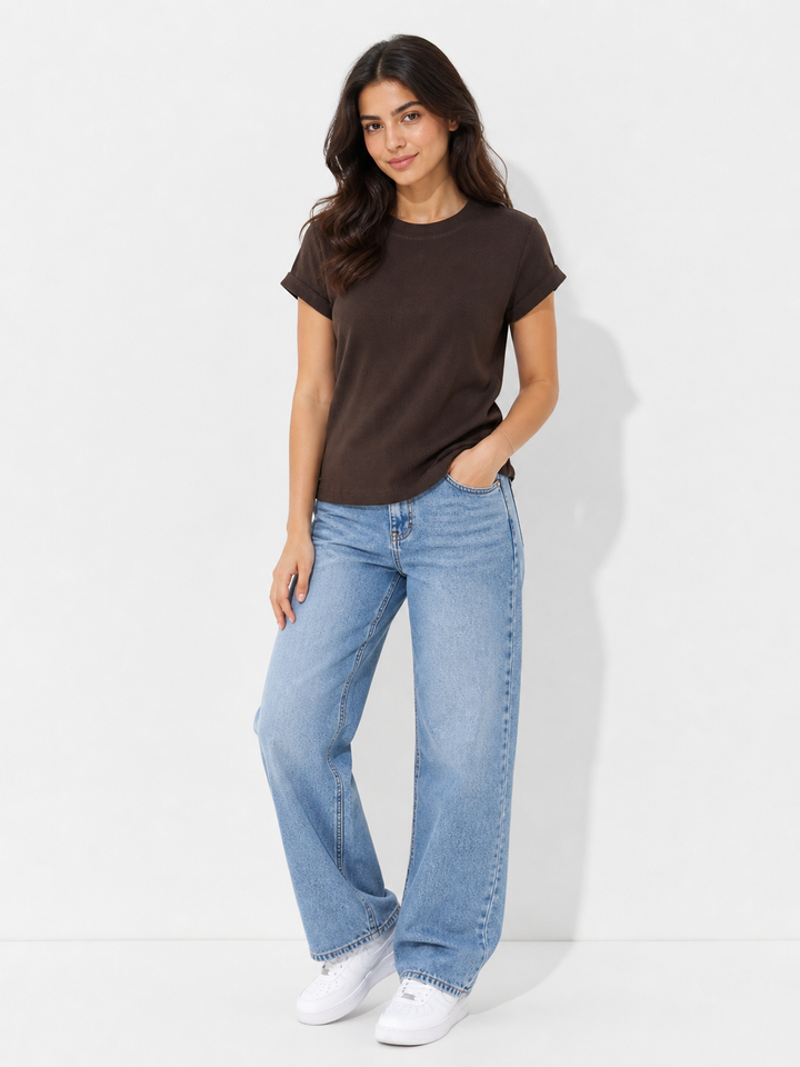 Ribbed Casual T-Shirt