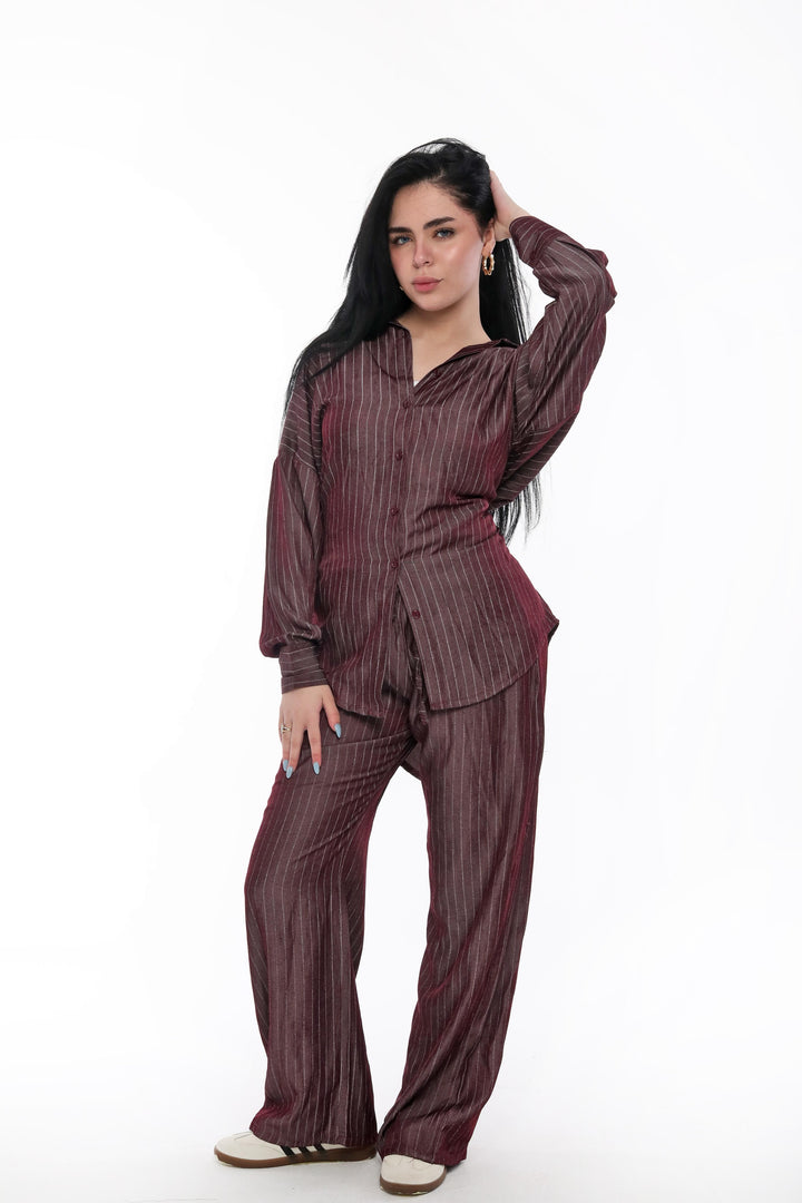 Burgundy Stripe Set
