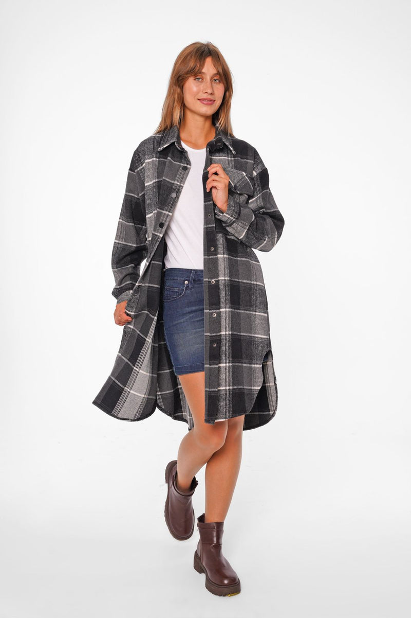 Checked Oversized Shirt Dress