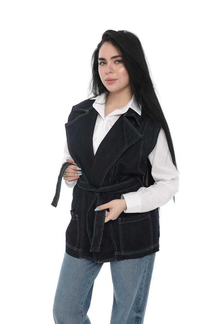 Denim Belted Vest