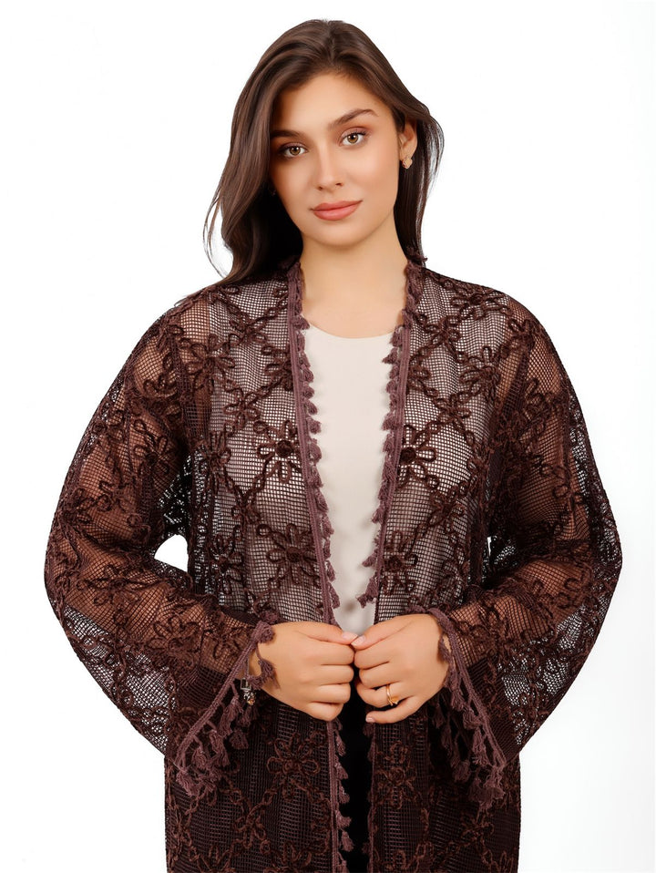 Long Floral Embroidery Duster