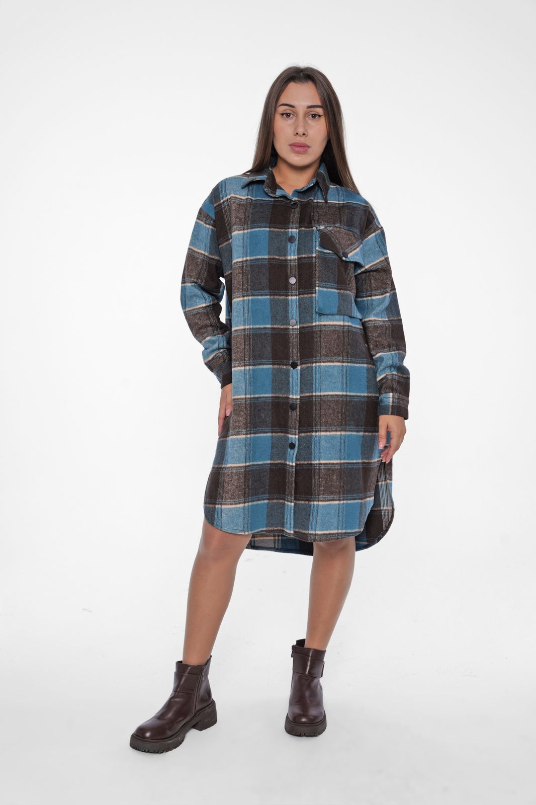 Checked Oversized Shirt Dress