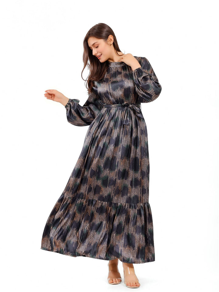 Pleated Pattern Maxi Dress