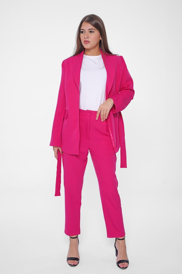 Redefine smart style with our plain blazer with belt