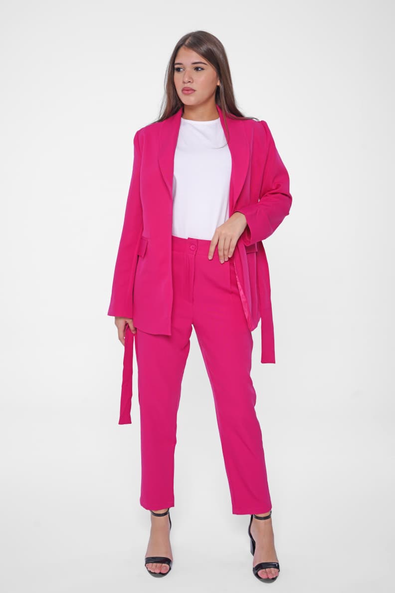 Redefine smart style with our plain blazer with belt