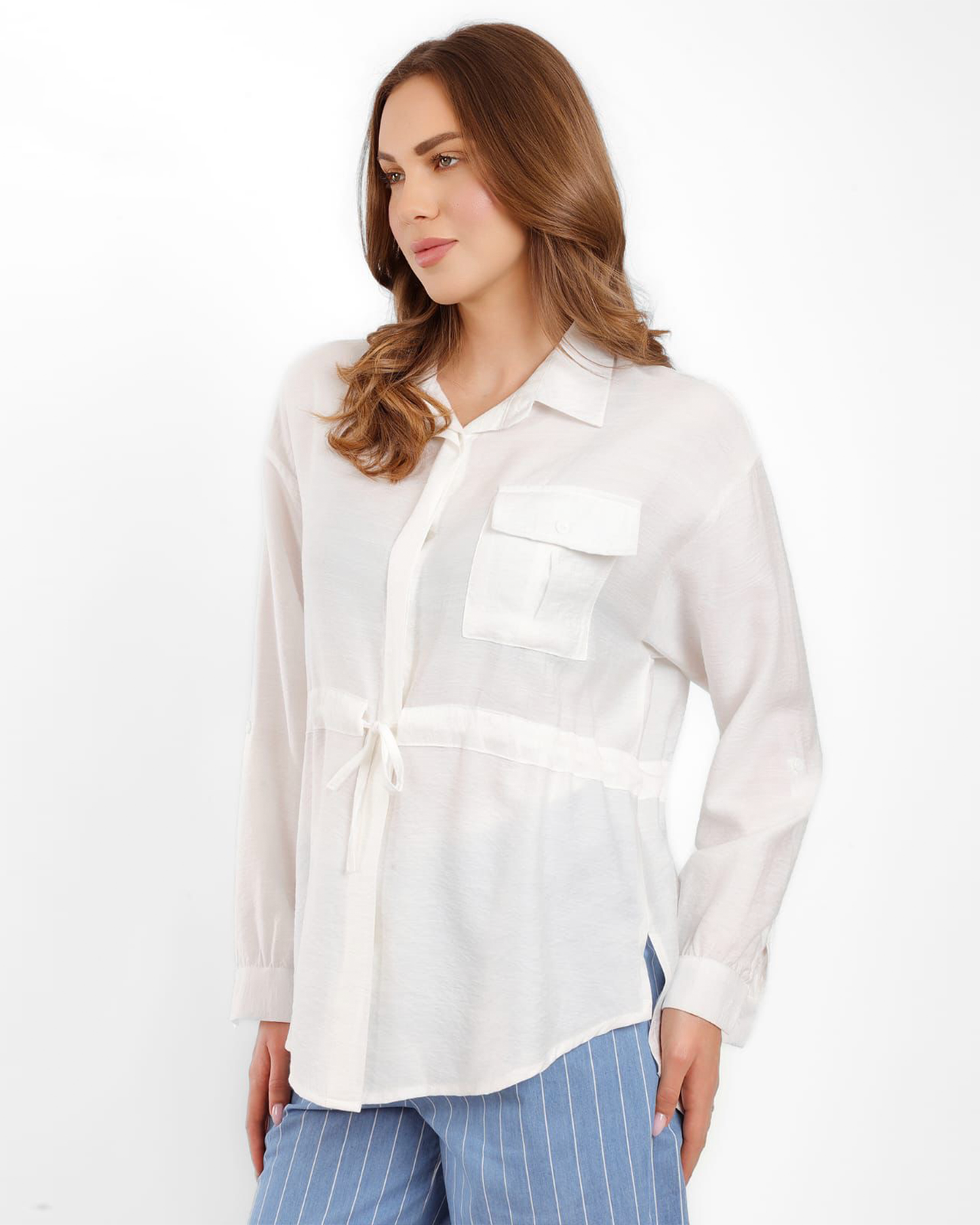 Casual Shirt and Striped Pants Set