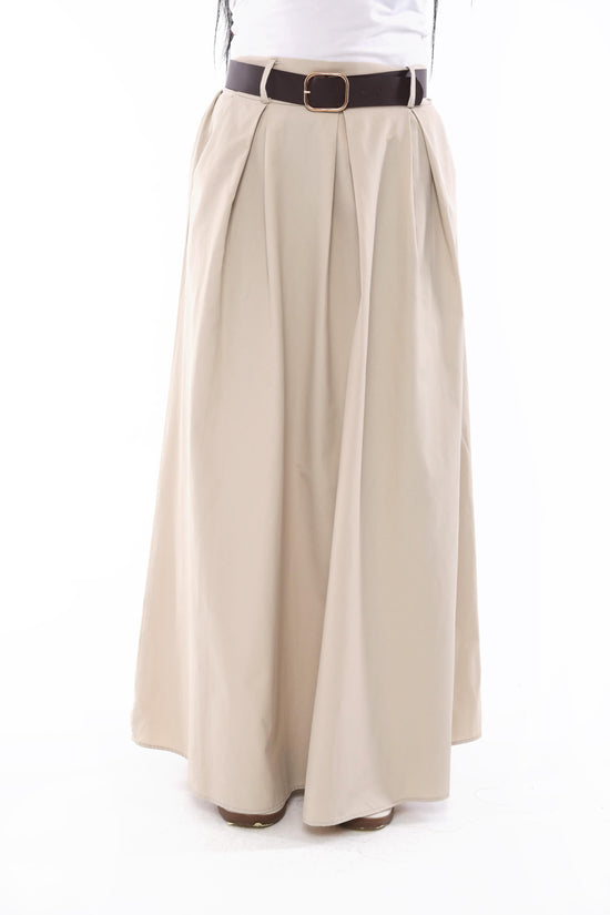 High-Waist Belted Maxi Skirt