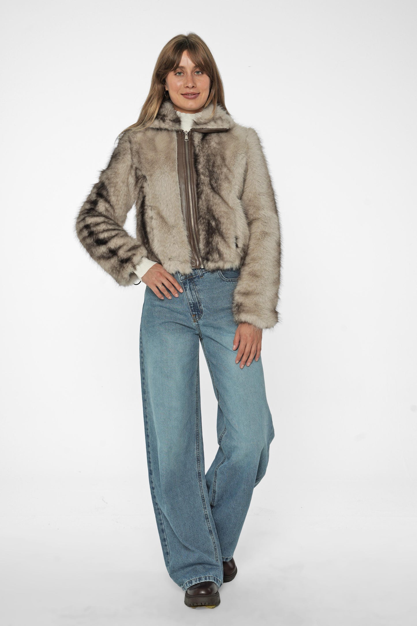 Short Faux Fur Winter Jacket