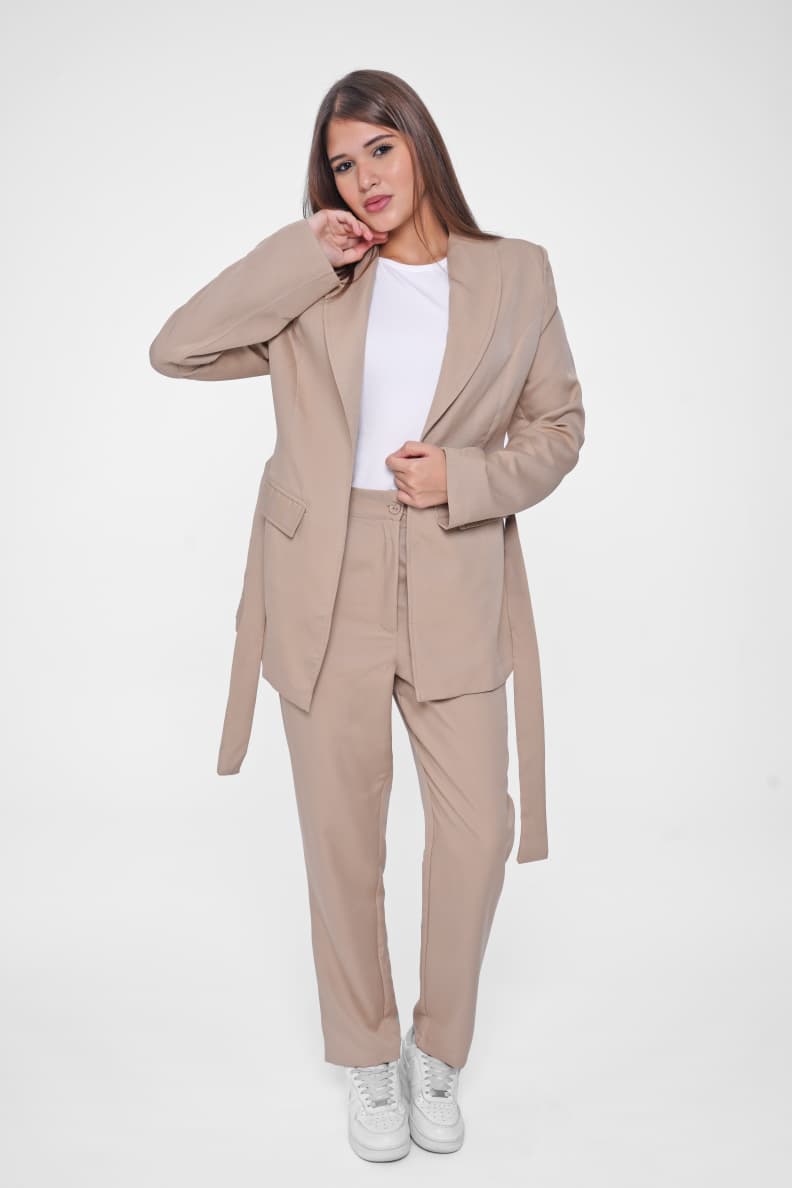 Redefine smart style with our plain blazer with belt