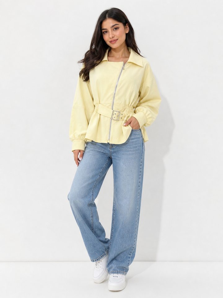 Zip Front Belted Jacket