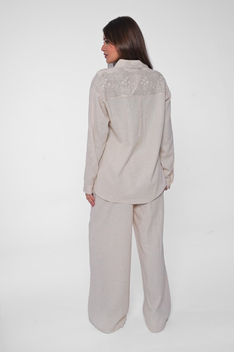 Embroidered linen shirt designed for timeless elegance