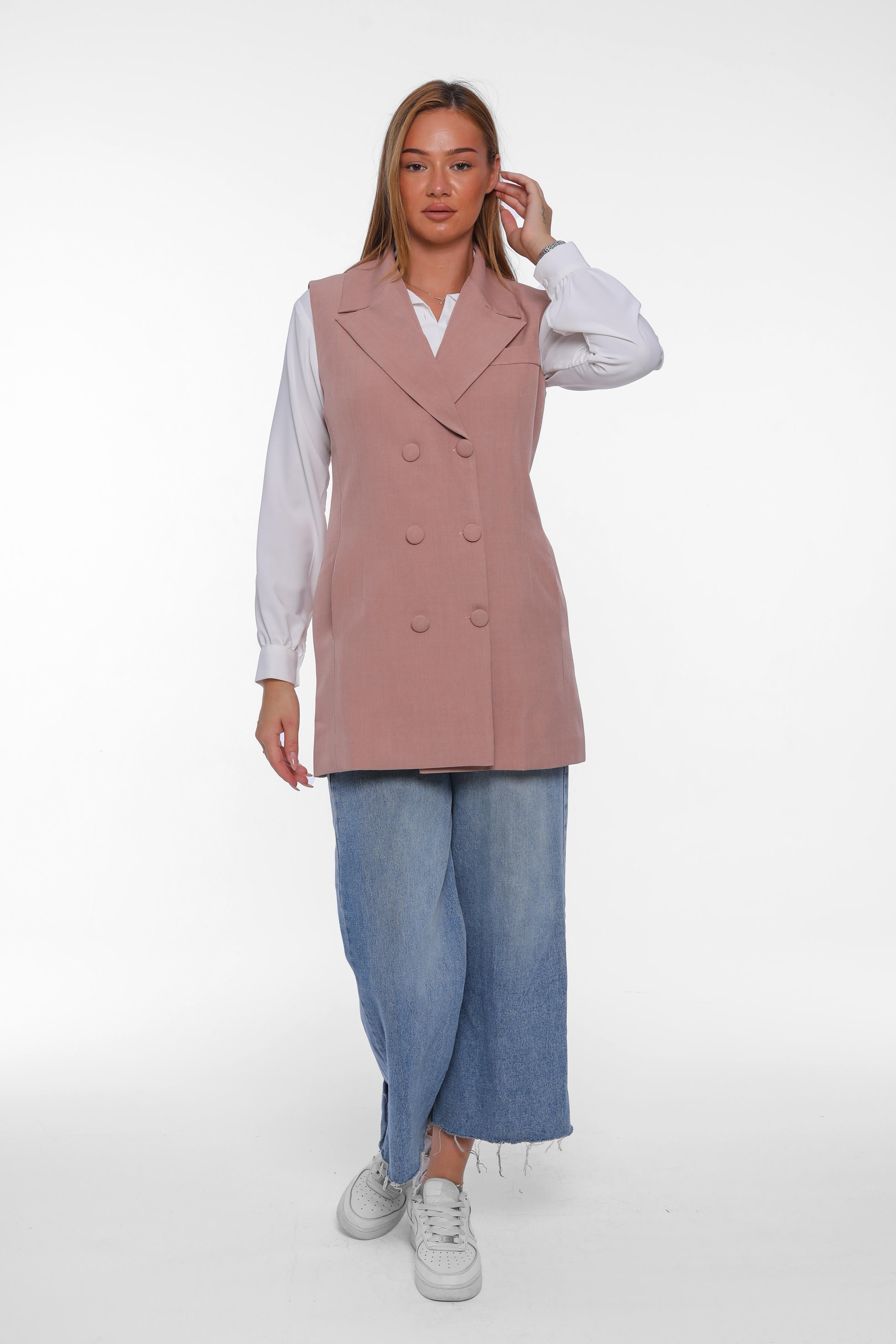 Double-Breasted Long Vest