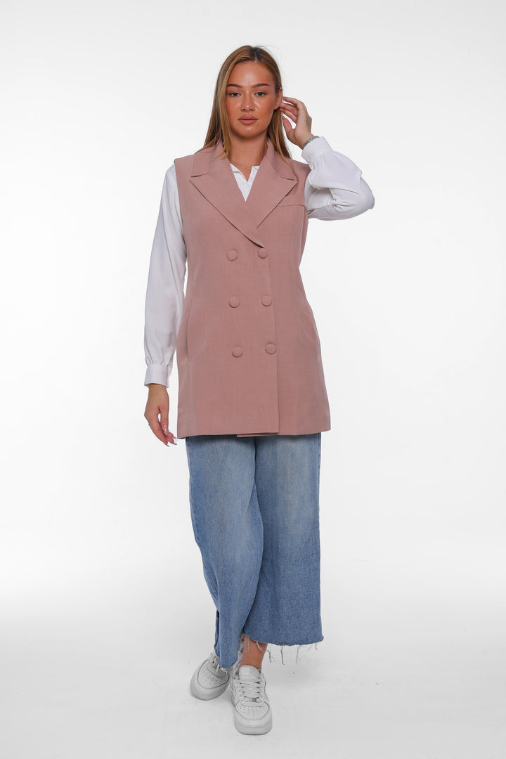Double-Breasted Long Vest